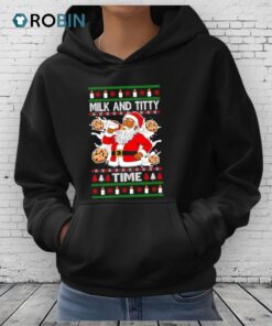 Santa Milk And Titty Time Ugly Christmas Shirt