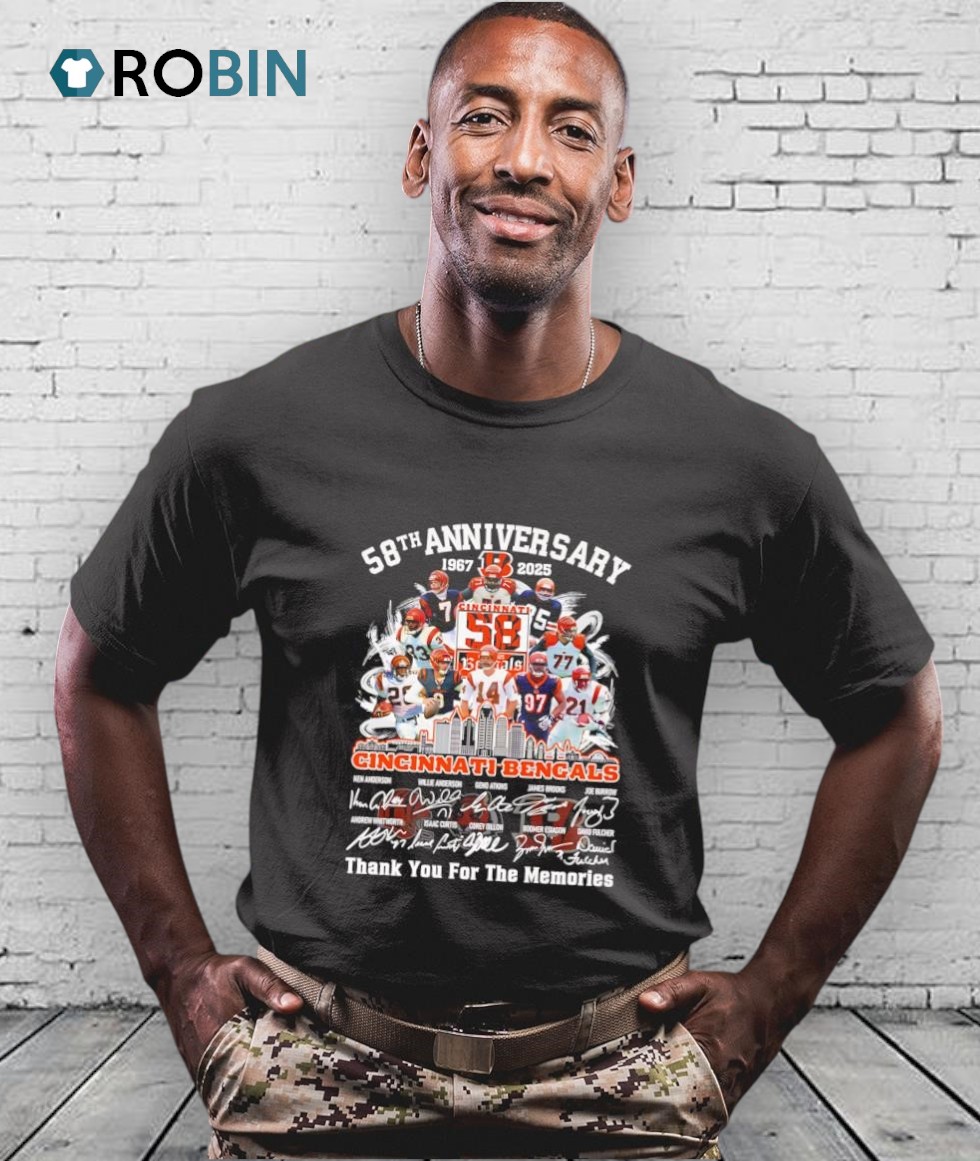 Skyline 58th Anniversary 1967 2025 Cincinnati Bengals Thank You For The Memories Shirt Skyline 58th Anniversary 1967 2025 Cincinnati Bengals Thank You For The Memories Shirt