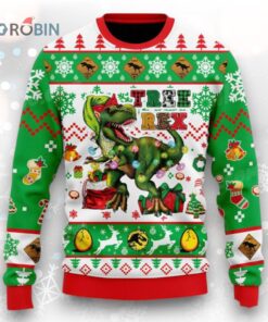 Tree Rex Santassic Park Xmas Pullover Sweater