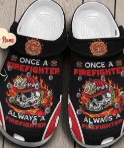Firefighter Crocs – “Once a Firefighter” Skull & Flames Shoes