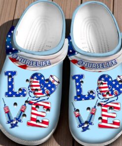 Nurse Life American Flag Crocs – Patriotic RN & Medical Worker Shoes