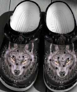 Angry Grey Wolf Shoes   Wolf In The Dark Clog Gifts For Birthday