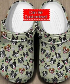Border Collie Pattern Crocs – Cute Dog Face Custom Shoes