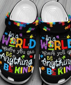 Autism Awareness Day Be Anything Be Kind Puzzle Piece Classic Crocs