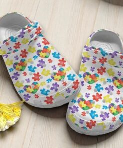Autism Awareness Day Heart Autism Puzzle Pieces Classic Crocs