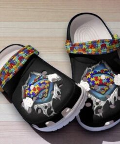 Autism Awareness Day Love Autism Superhero Puzzle Pieces Classic Crocs