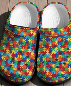 Autism Awareness Day Pattern Puzzle Pieces Classic Crocs