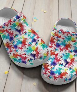 Autism Awareness Painting Colorful Puzzle Classic Crocs For Men Women