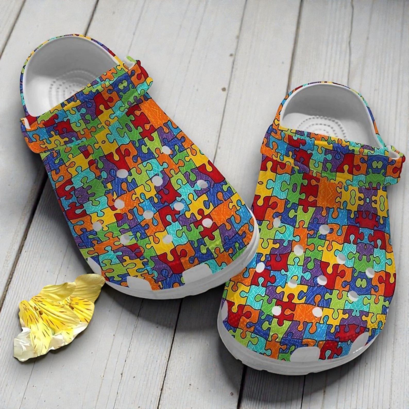 Autism Whitesole Autism Pattern clog Shoes Autism Whitesole Autism Pattern clog Shoes