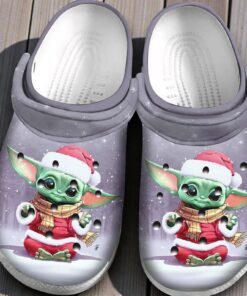 Baby Yoda Christmas Clogs – Grogu Santa Hat Holiday Shoes – Star Wars Mandalorian Gift
