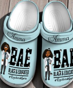 Registered Nurse “BAE” Edition Crocs – Black & Educated Custom Shoes