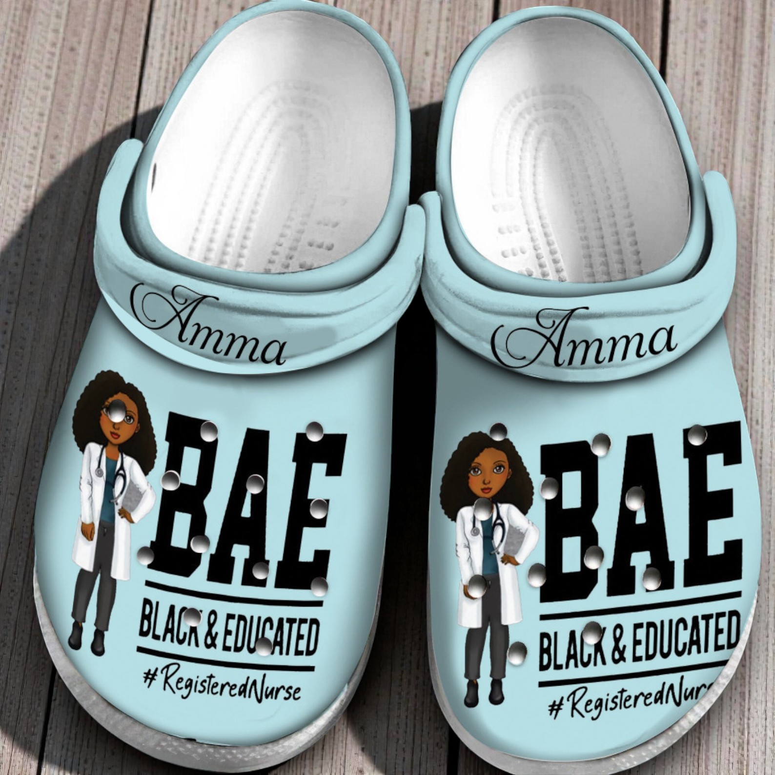Registered Nurse “BAE” Edition Crocs – Black & Educated Custom Shoes Registered Nurse “BAE” Edition Crocs – Black & Educated Custom Shoes
