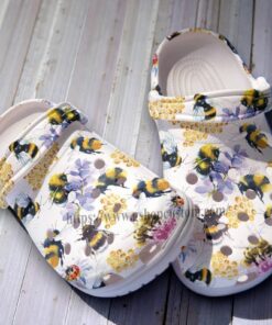 Bumblebee & Honeycomb Floral Crocs – Cute Bee Girl Shoes