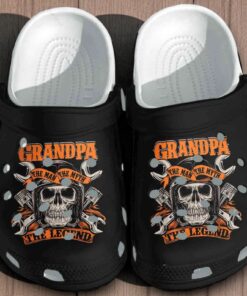 Grandpa The Man The Myth The Legend Crocs – Motorcycle Biker Skull Shoes