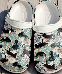Black Cat Boho Tree Pattern Shoes Gift Women  Black Cat Girl Classic Crocs