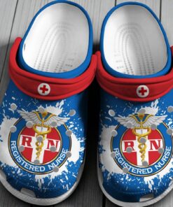 Blue And Red Rn Nurse Classic Crocs For Men Women