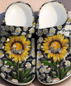 Personalized Sunflower & Daisy Black Crocs