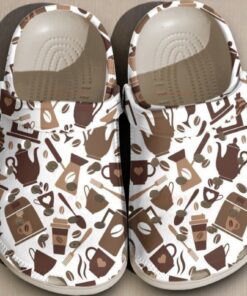 Morning Coffee Pattern Crocs – Espresso Bean & Cafe Barista Shoes
