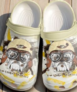 Bulldog “I’m A Biker Grandpa” Crocs – Funny Motorcycle Dog Shoes