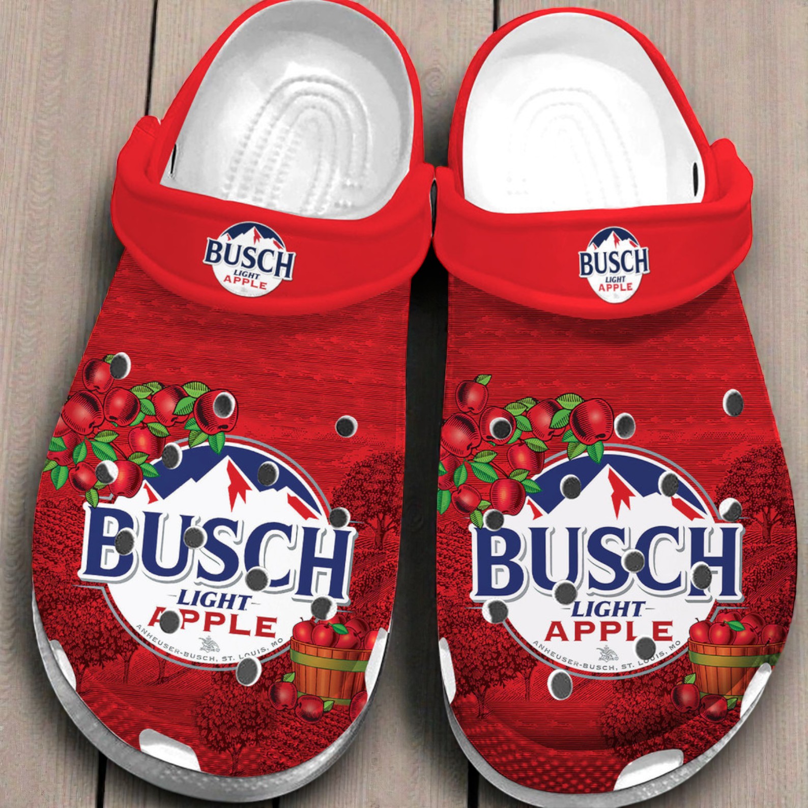 Busch Light Apple Red Clog Shoes Busch Light Apple Red Clog Shoes
