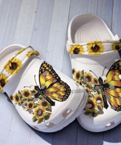Sunflower Faith Cross Crocs – Butterfly Wings Christian Classic Crocs