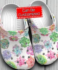 “Cactus Garden” – Watercolor Succulent & Boho Vintage Crocs