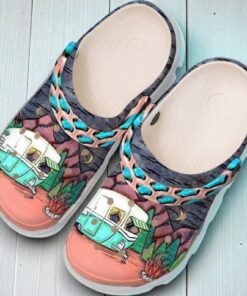“Retro Retreat” – Vintage Camper Night Scene Crocs