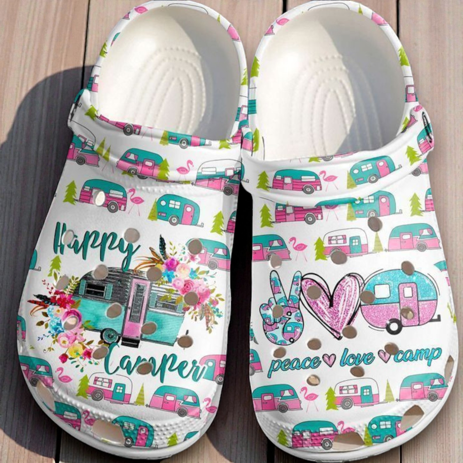 Camping Peace Love Clog Shoes Camping Peace Love Clog Shoes