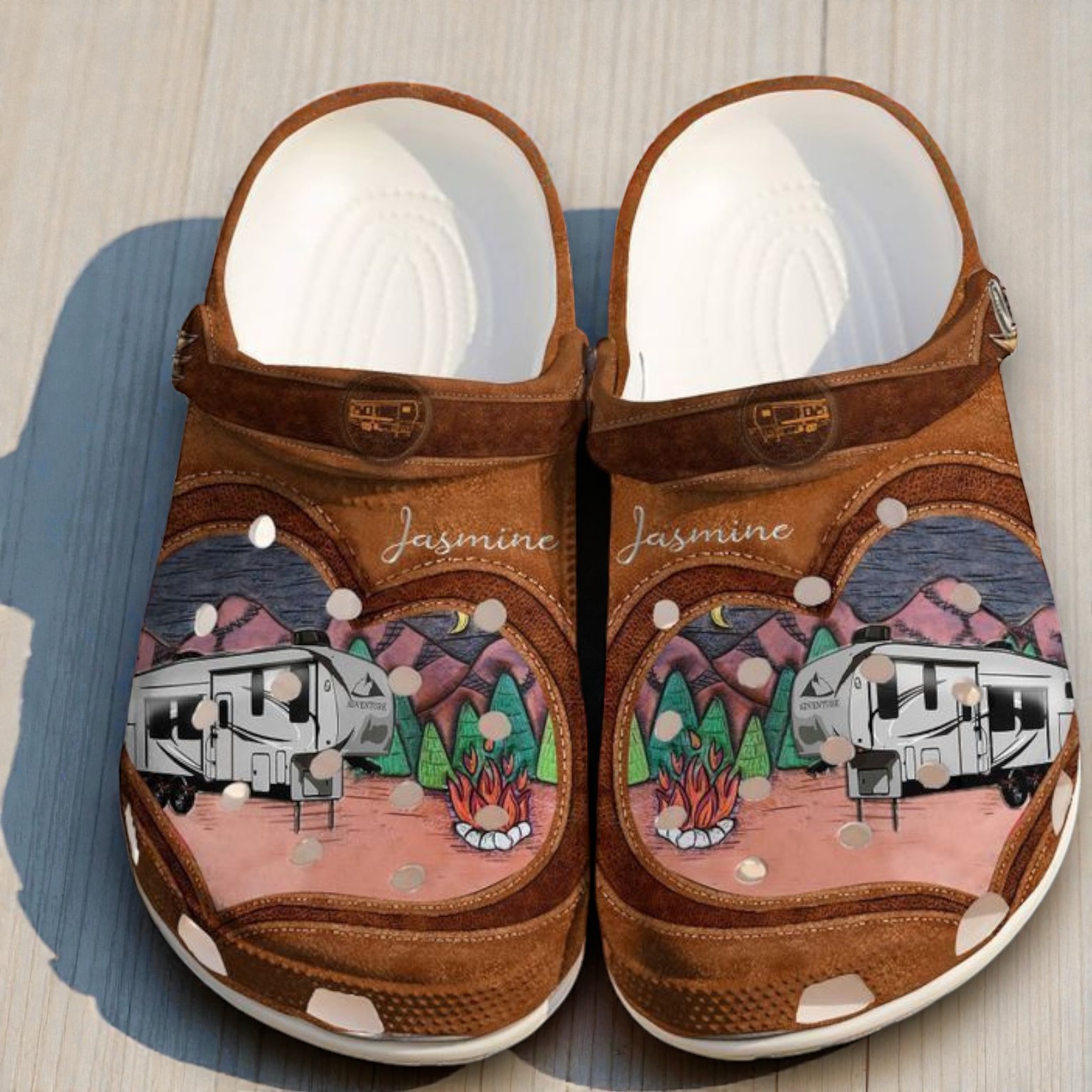 Camping Personalized Love clog Shoes Camping Personalized Love clog Shoes
