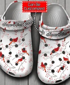 Custom Red Cardinal Crocs | Personalized Winter Berry Bird Shoes