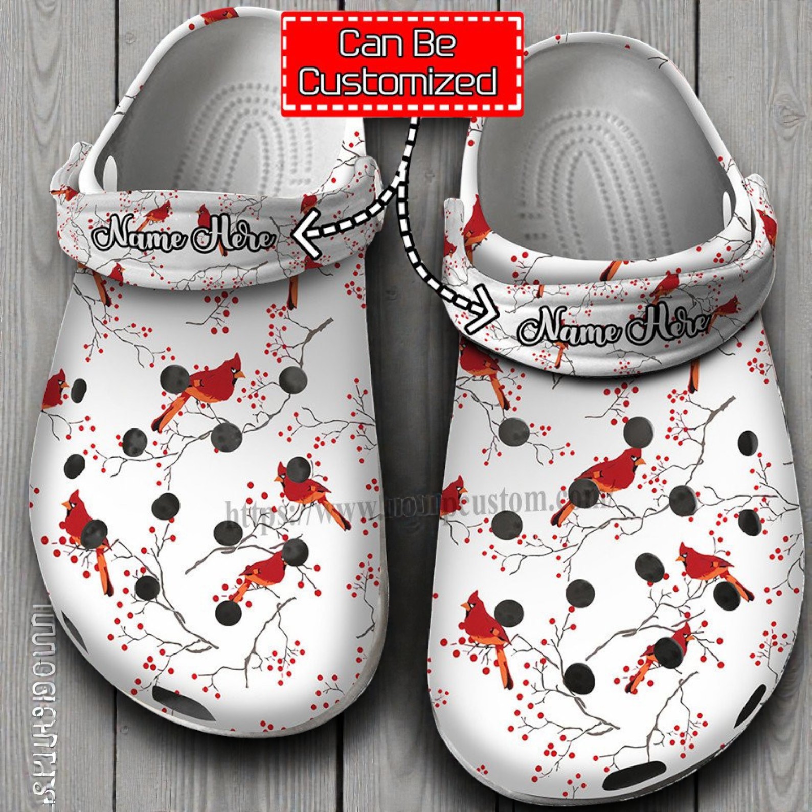 Custom Red Cardinal Crocs | Personalized Winter Berry Bird Shoes Custom Red Cardinal Crocs | Personalized Winter Berry Bird Shoes