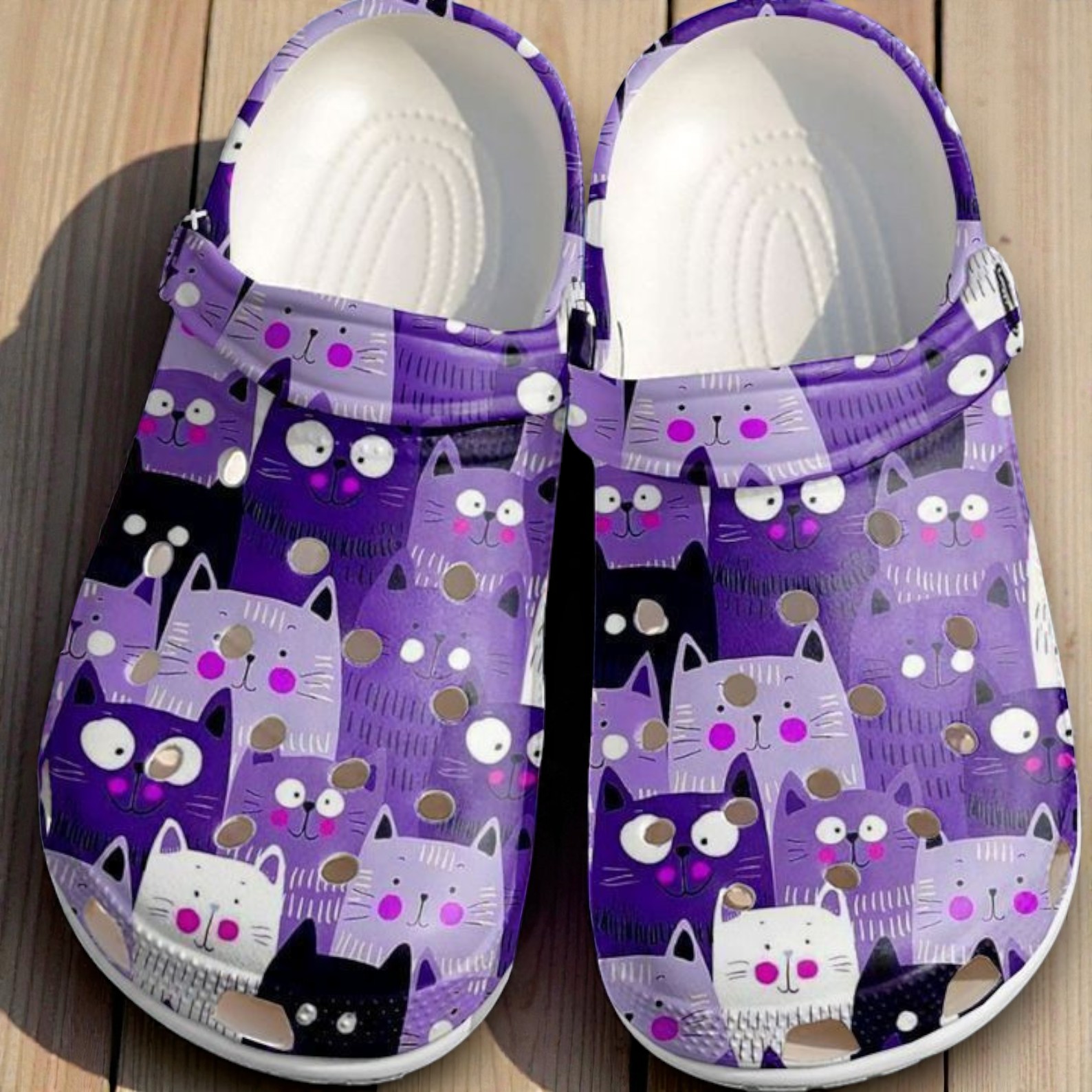 “Purr-ple Paradise” – All-Over Purple Cat Print Crocs “Purr-ple Paradise” – All-Over Purple Cat Print Crocs