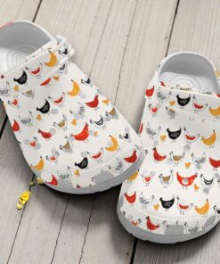 “Barnyard Boogie” – Cute Chibi Chicken Print Crocs