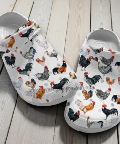 Rooster & Chicken Pattern Crocs – Watercolor Farm Animal Clog Shoes