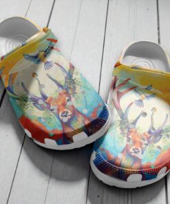 Colorful Deer Bird Art Classic Crocs Shoes