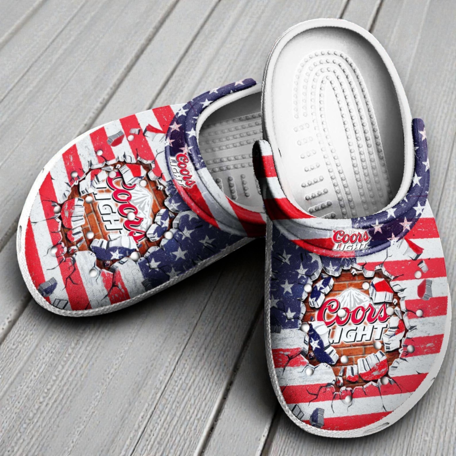 Coors Light Patriotic American Flag Crocs Coors Light Patriotic American Flag Crocs