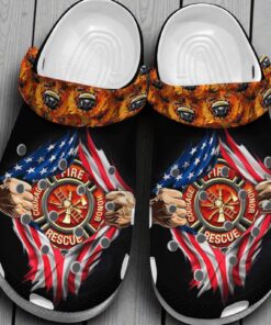 Courage Fire Honor Rescue Us Firefighter Firefighter 4th Of July Crocband Clogs
