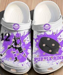 “Purple Rink” – Custom Number Ice Hockey Splatter Crocs