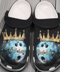 King of the Lanes Bowling Crocs – Personalized Name & Lightning Graphic