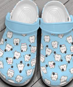 Cute Teeth Blue Shoe   Dentist clog Birthday Gift For Women Girl