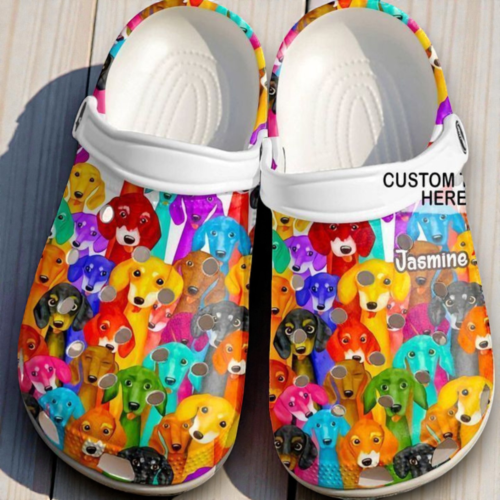Dachshund Personalized Colorful Pattern Classic Crocs Dachshund Personalized Colorful Pattern Classic Crocs