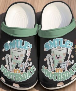“Smile! It’s Toothsday” – Personalized Cute Dentist & Hygiene Crocs