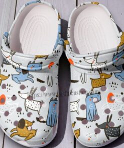 Cute Cartoon Dog Sketch Crocs – Hand-Drawn Puppy Pattern Shoes