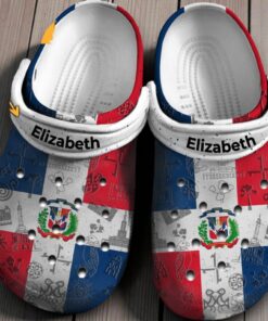 Dominican Republic Flag Pattern Crocs – Custom Name Country Pride Shoes