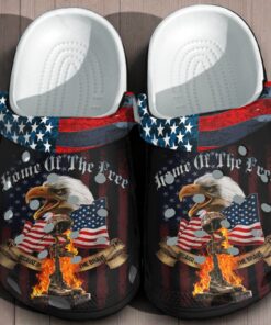 Eagle Hawk Brave America Flag Crocs, Home Of The Free 4th Of July Shoes