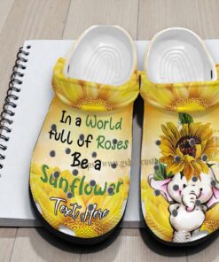 Elephant Baby Sunflower Cute Crocs Shoes Customize   In A World Be Sunflower Classic Crocs Gift Women Mother Day