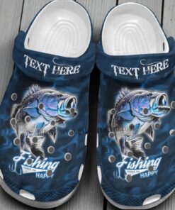 “The Big Catch” – Personalized Bass Fishing & Water Print Crocs
