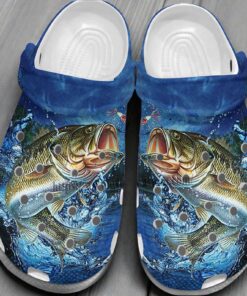 Fishing Bass Navy Crocs Shoes,  Fishing Camping Classic Crocs