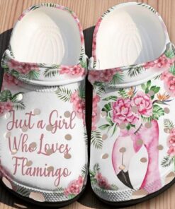 Just A Girl Who Loves Flamingo Crocs – Pink Peony Floral Classic Crocs
