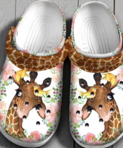 Flower Giraffe With Bird Cute Animal Gift For Lover Classic Crocs